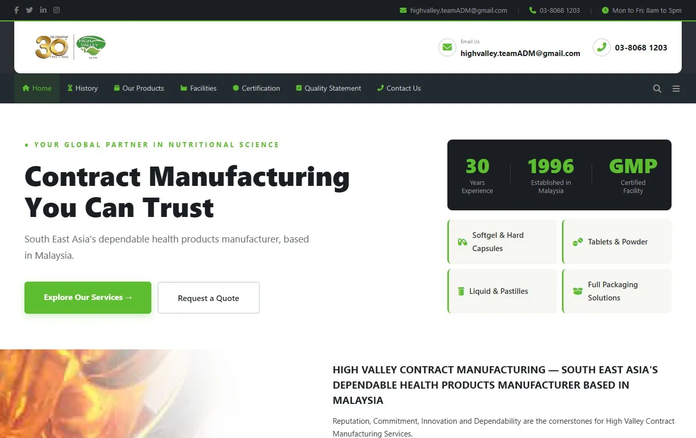High Valley Contract Manufacturing homepage