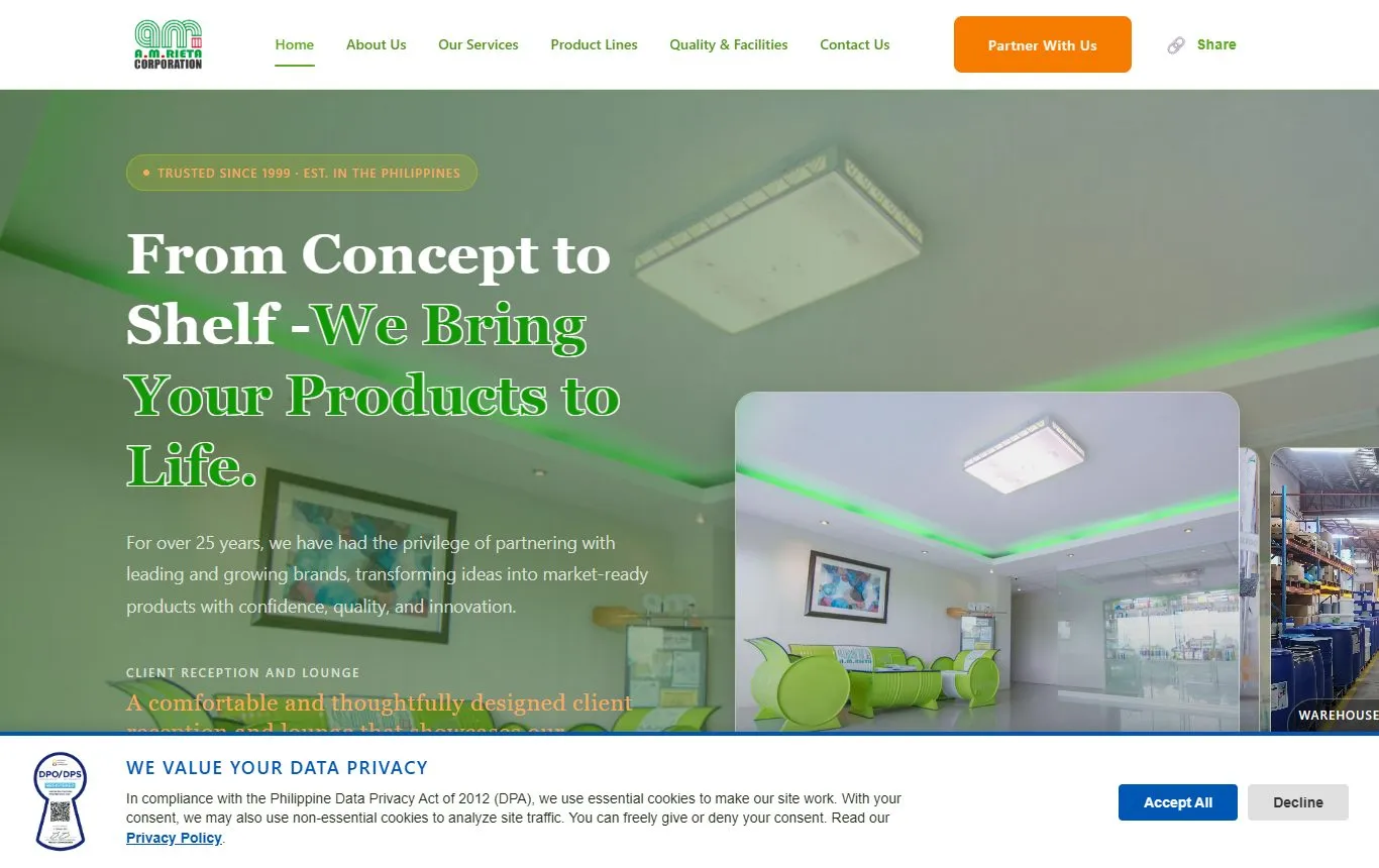 A.M. Rieta Corporation homepage