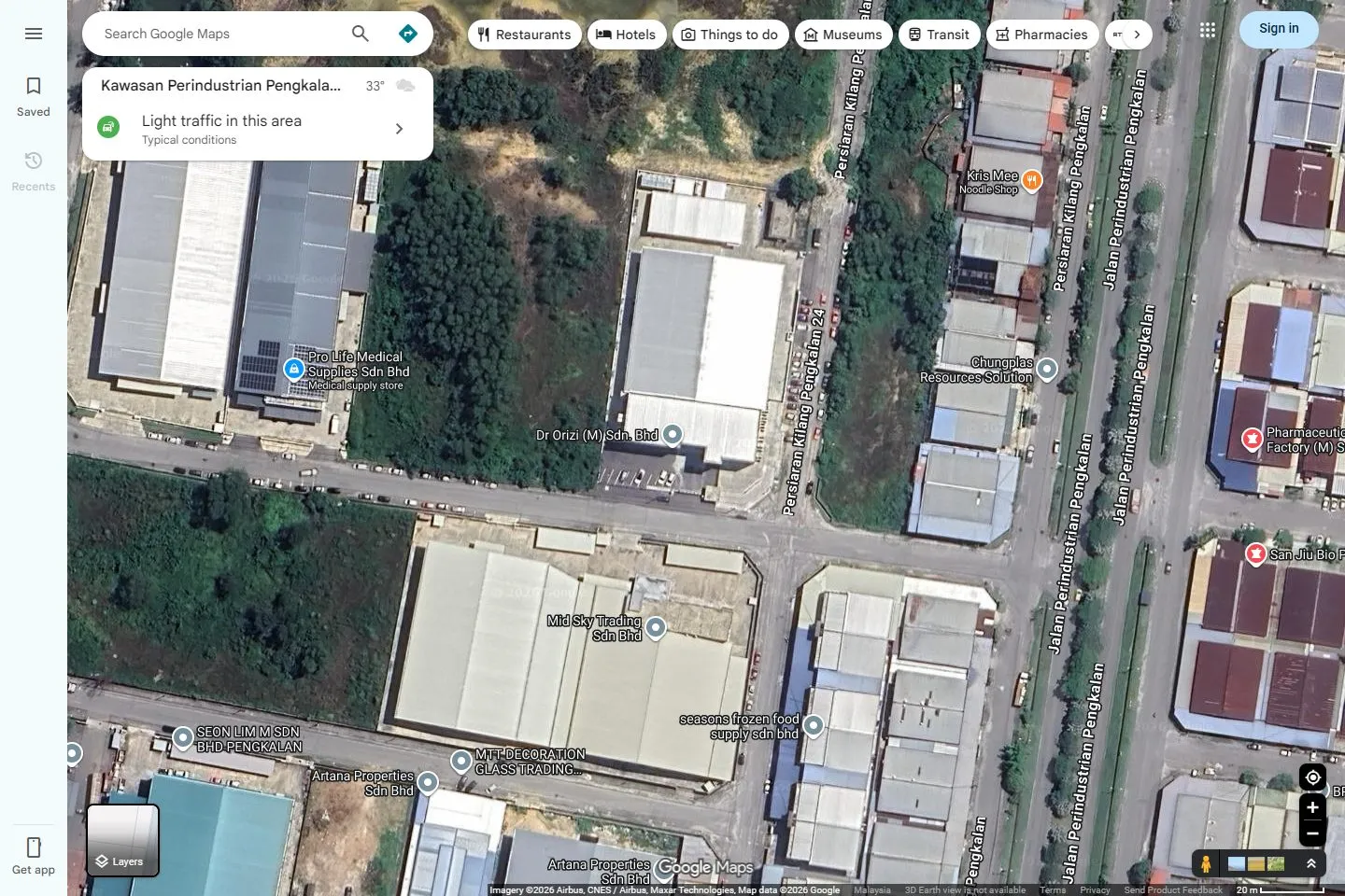 Satellite view of the Dr Orizi factory compound
