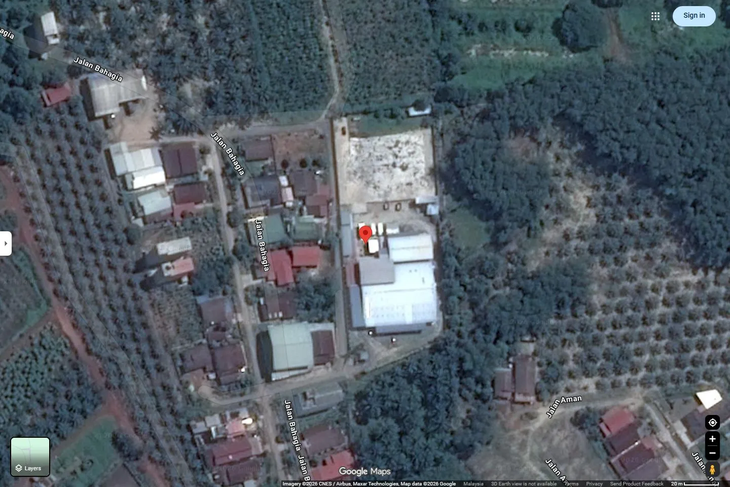 Satellite view of the Maestro Laboratories plant near Muar, Johor