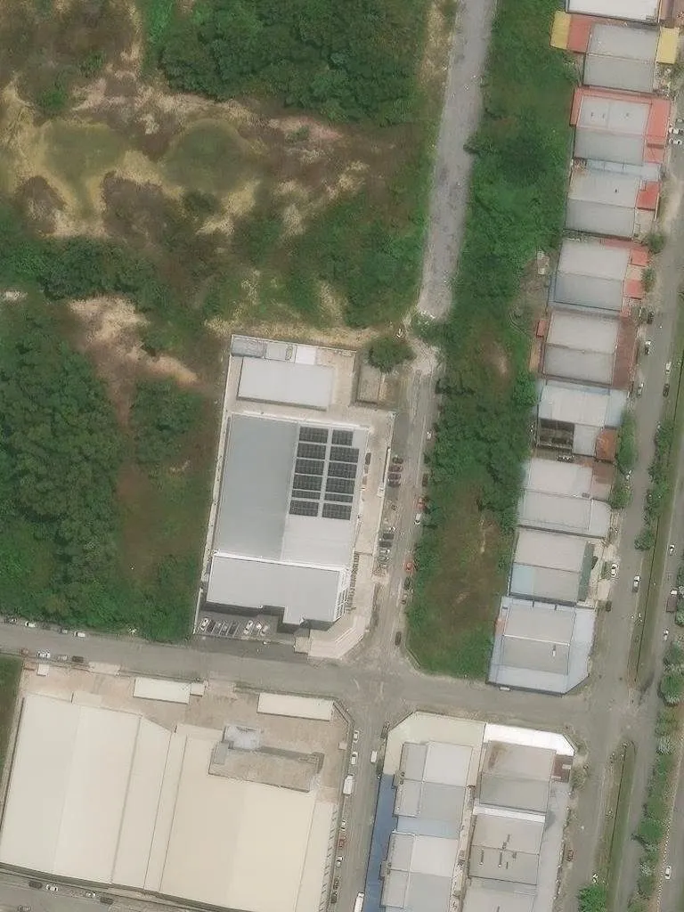 Satellite image showing rooftop solar panels on the ORIZI plant